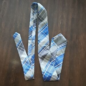 Blue and Gray Plaid Men's Tie